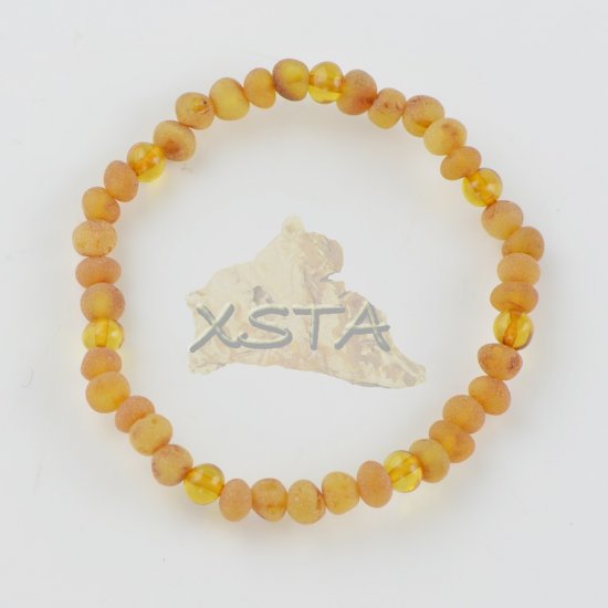 Cognac amber bracelet with raw polished amber